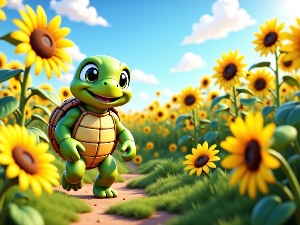 walking through a field of sunflowers