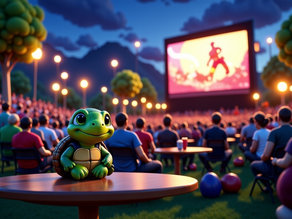 watching a movie at an outdoor cinema